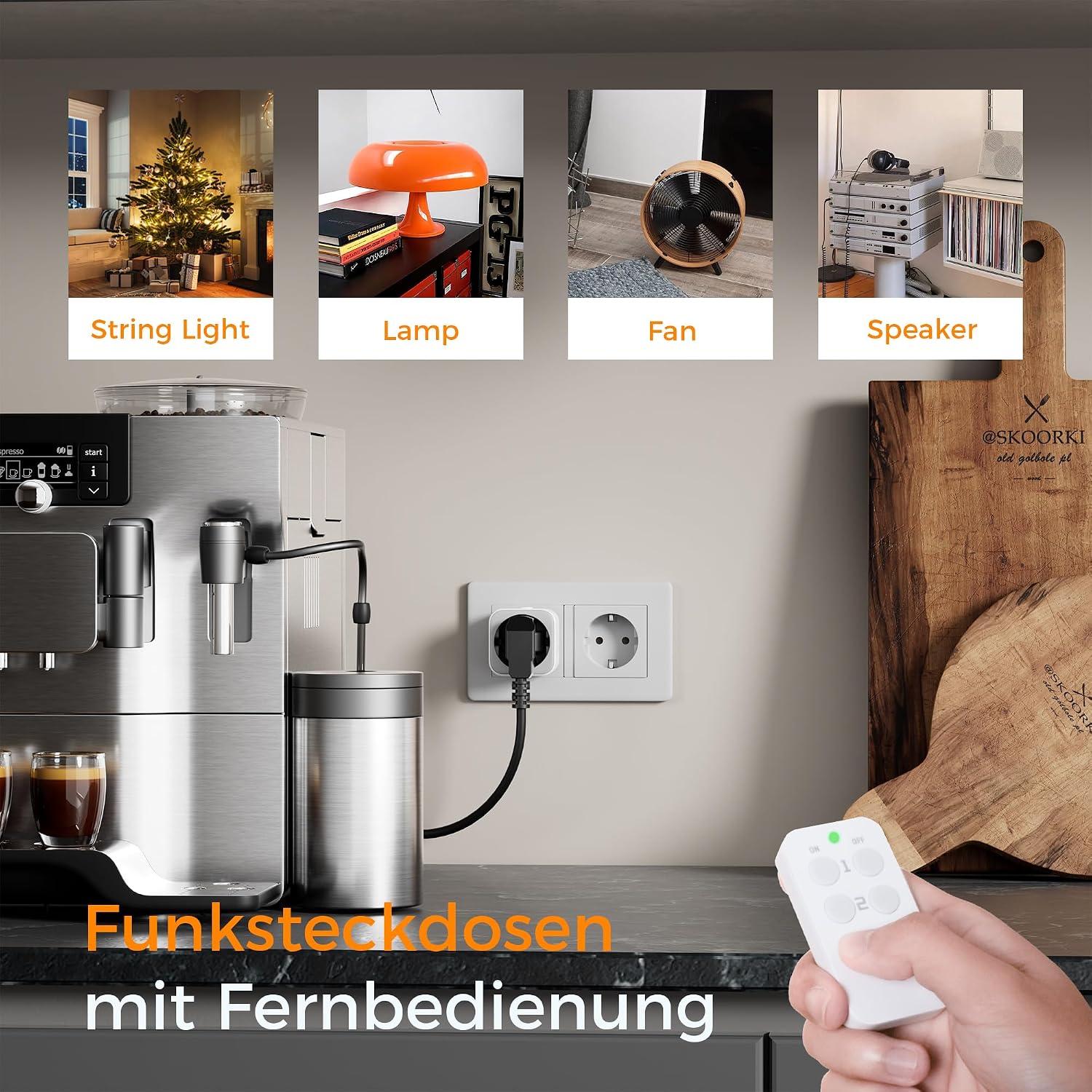 Thumbnail 2 de TESSAN Funksteckdosen-Set: 3 Stecker mit Handsender, Reichweite 30,5 m, 2300 W, Weiß