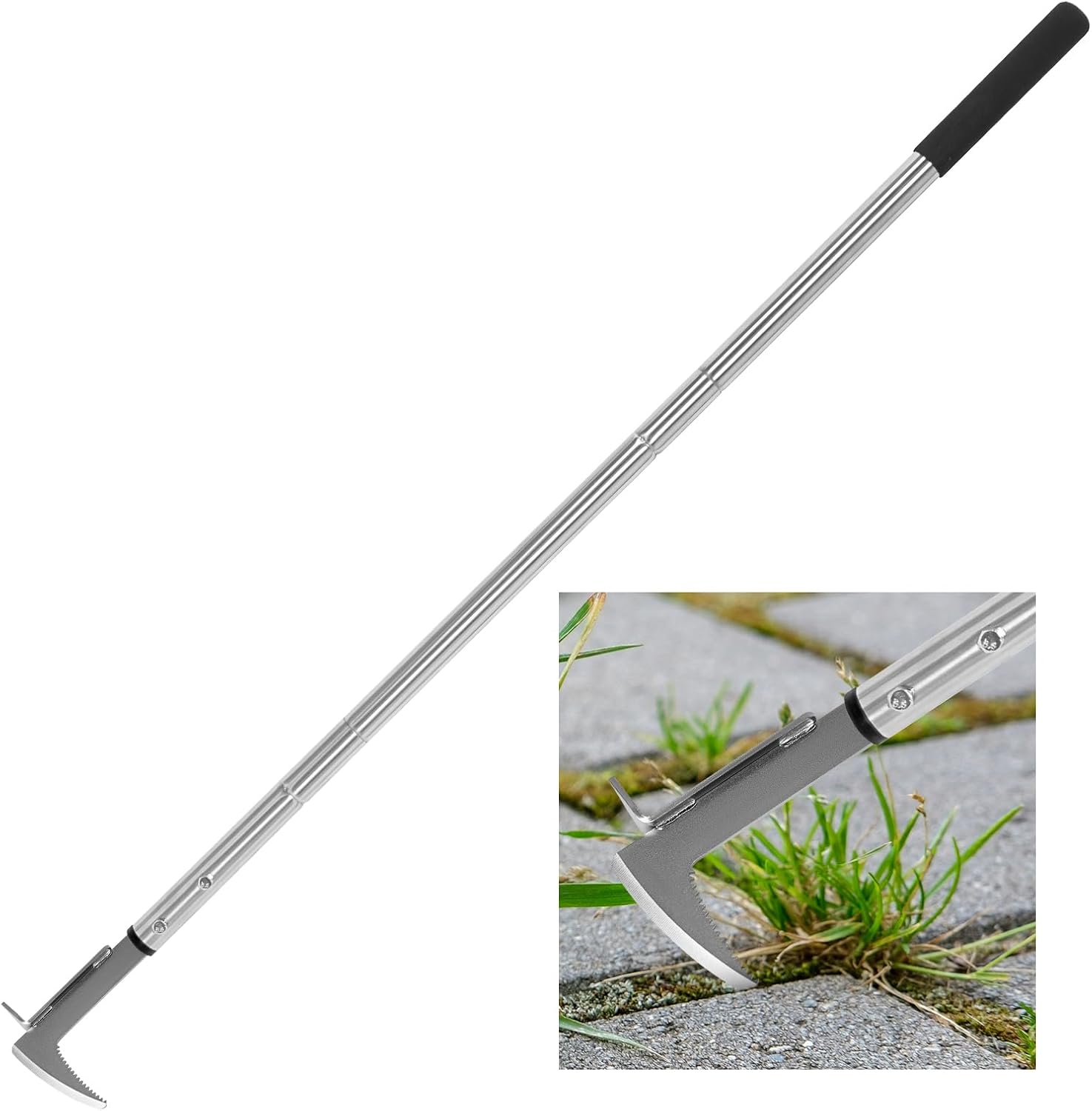 Couteau désherbeur Manuel à Manche Long réglable (140-104-65 cm) – outil ergonomique pour désherber les joints et fissures