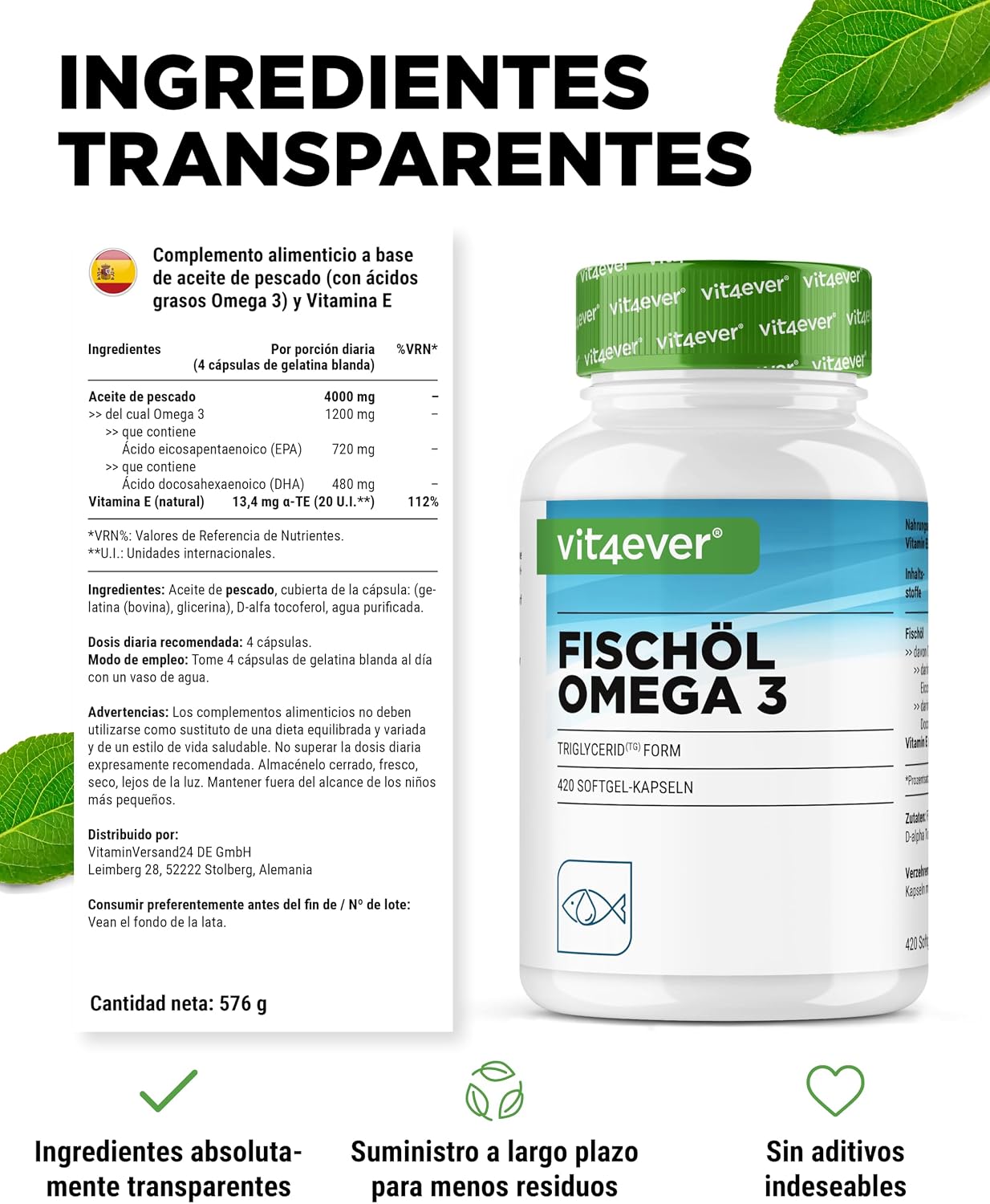 Thumbnail 4 de vit4ever Omega 3 420 cápsulas 4.000 mg