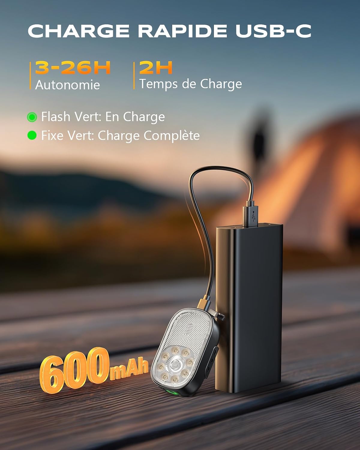 Detalle 2 de CIRYCASE X30 clipzaklamp met 10 lichtstanden, spotlicht en IP65