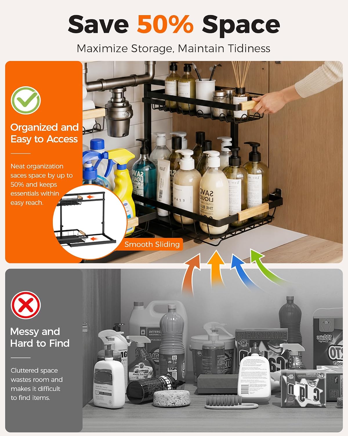 Detalle 2 de Sevenblue 2-Pack Under Sink Organizer