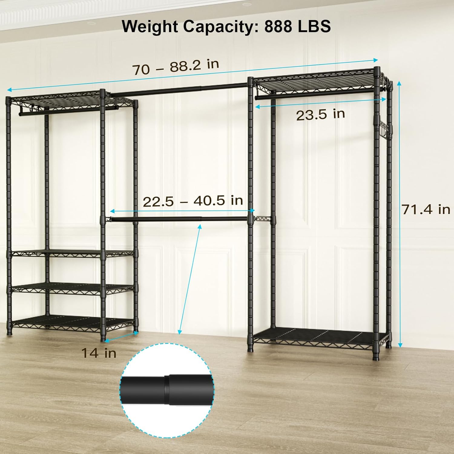 Thumbnail 5 de Ulif E1 Heavy Duty Garment Rack 71.4