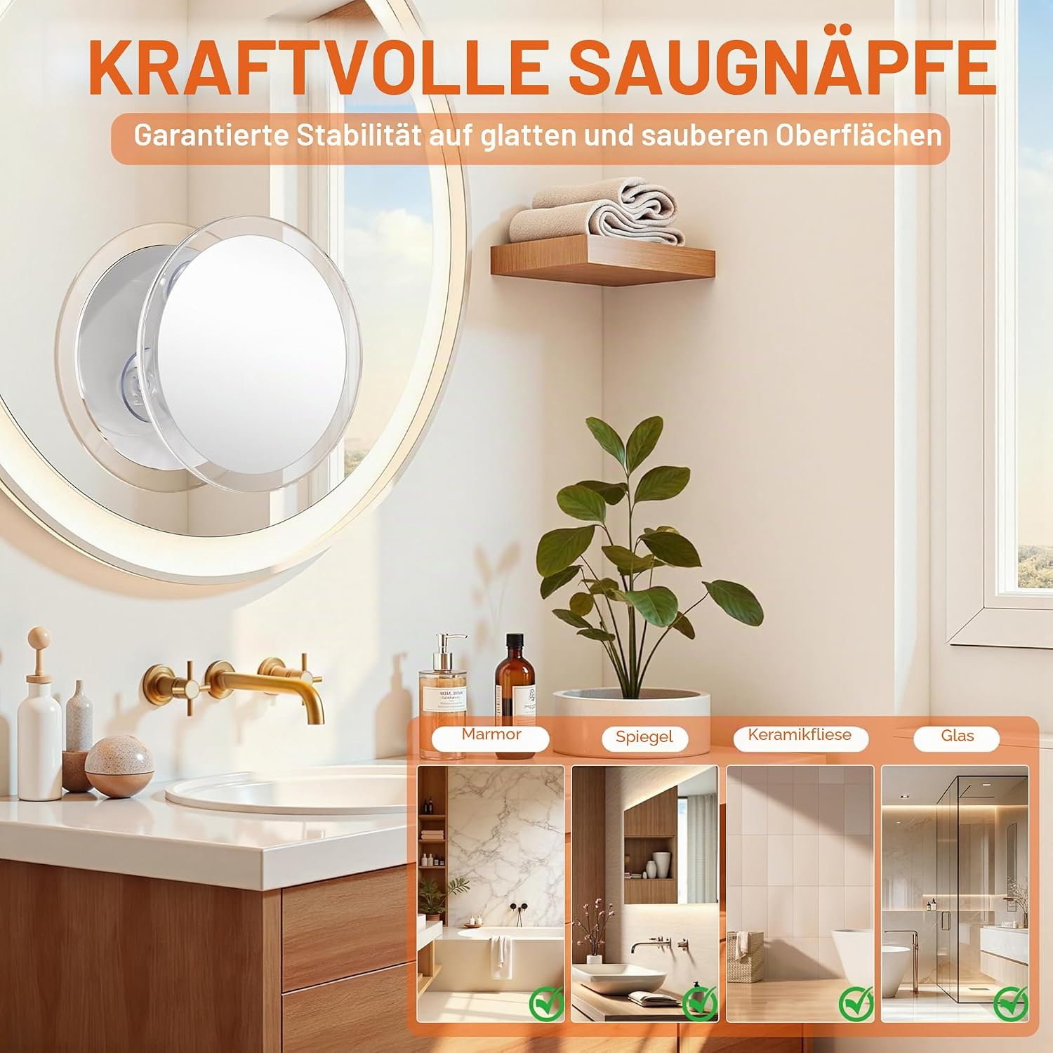 Thumbnail 6 de Auxmir 10X Vergrößerungsspiegel, 15 cm – 3 Saugnäpfe, Schmink- und Präzisionsspiegel