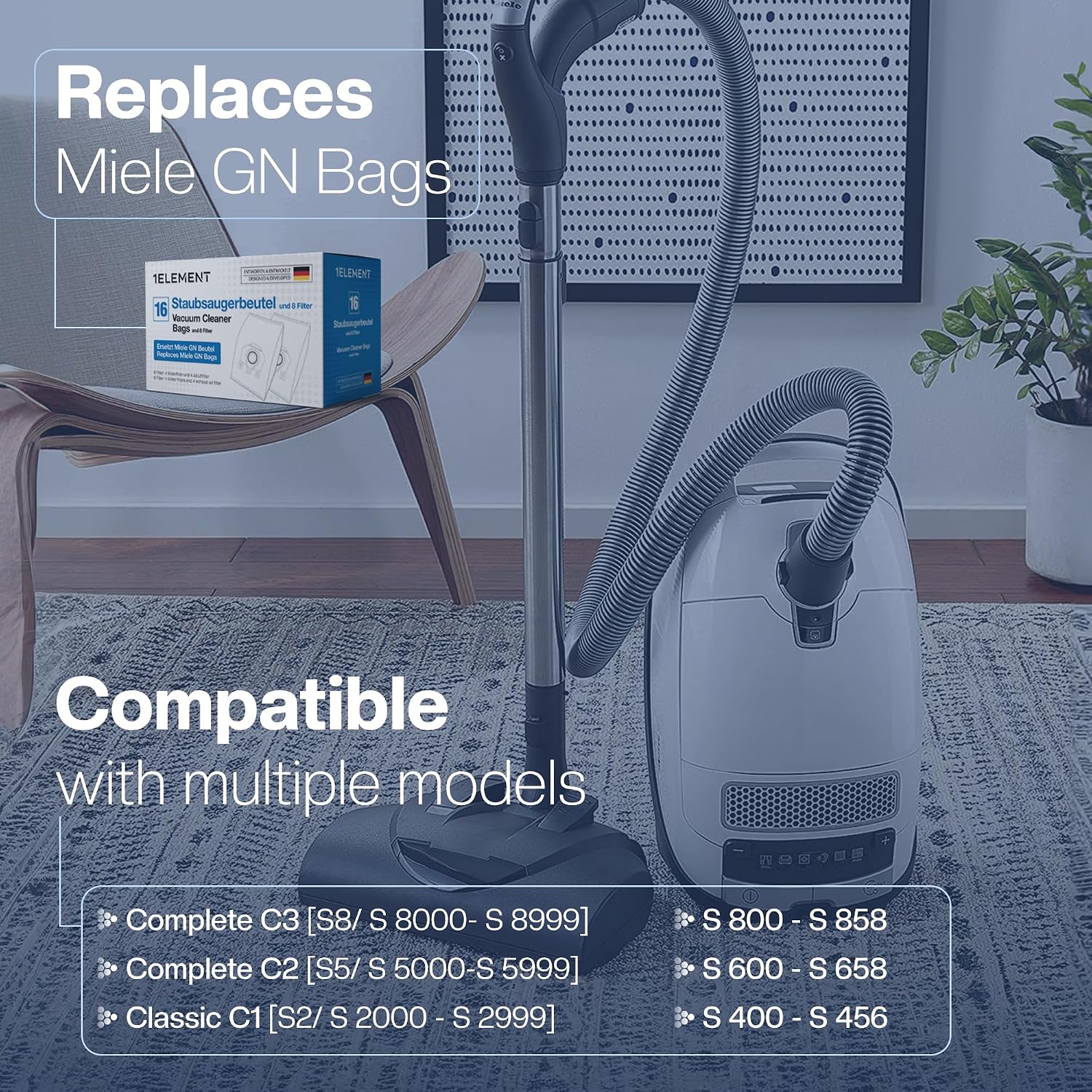 Detalle 2 de Miele compatible vacuum bags 16-pack for C3/C2 series 🧹