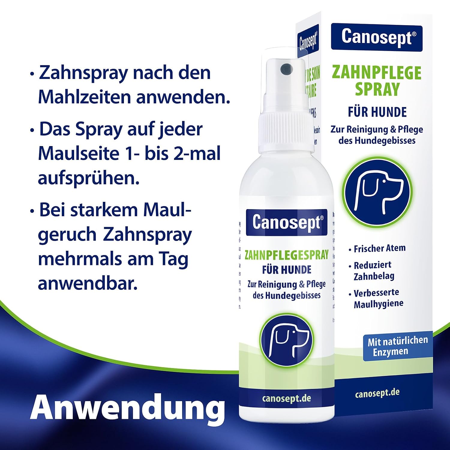 Detalle de Canosept Zahnpflegespray für Hunde 100 ml – Zahnsteinentferner und Mundgeruchbekämpfer