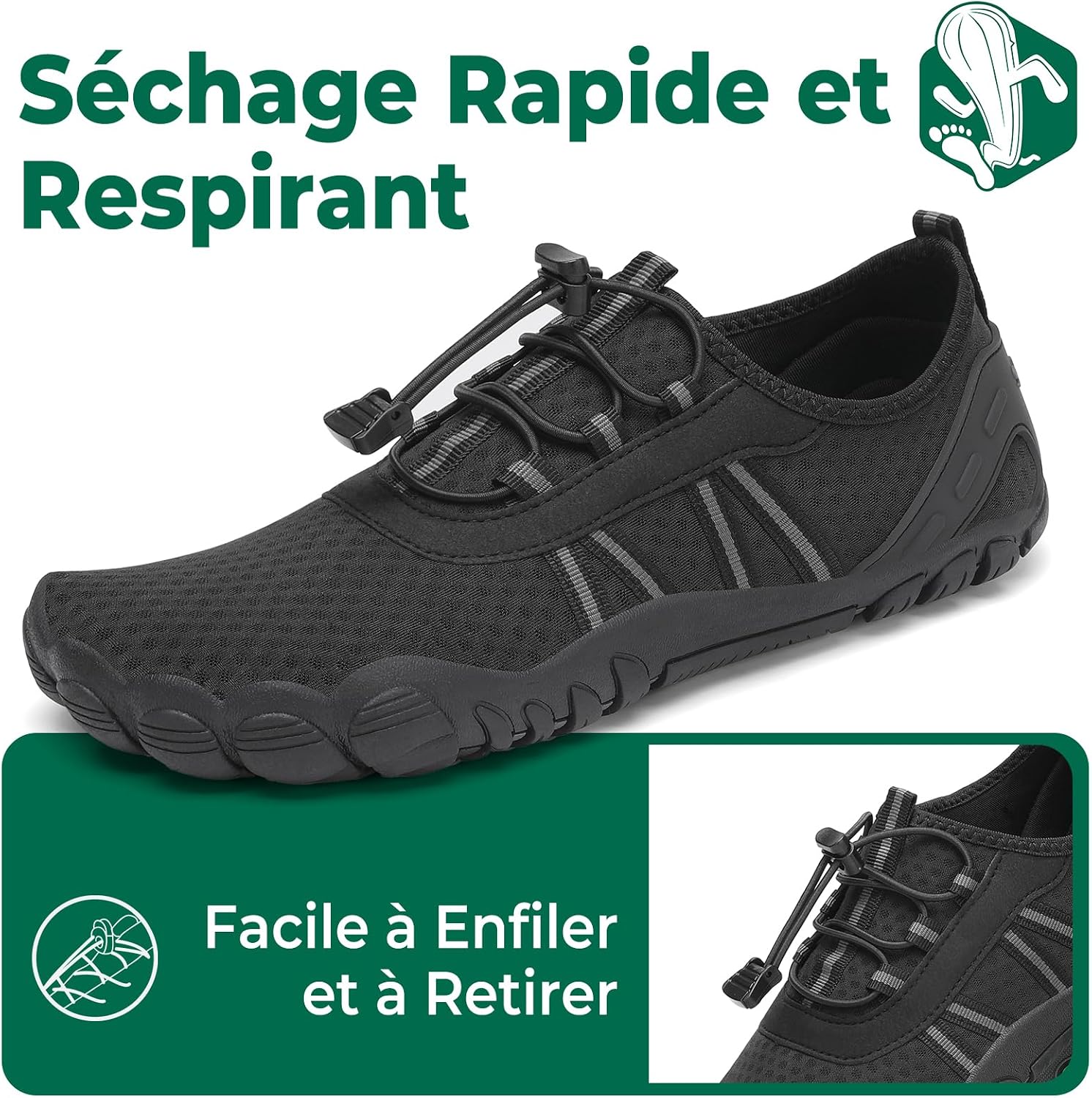Detalle de SAGUARO Chaussures aquatiques barefoot à séchage rapide, semelle antidérapante et drainage GR.36 à 48
