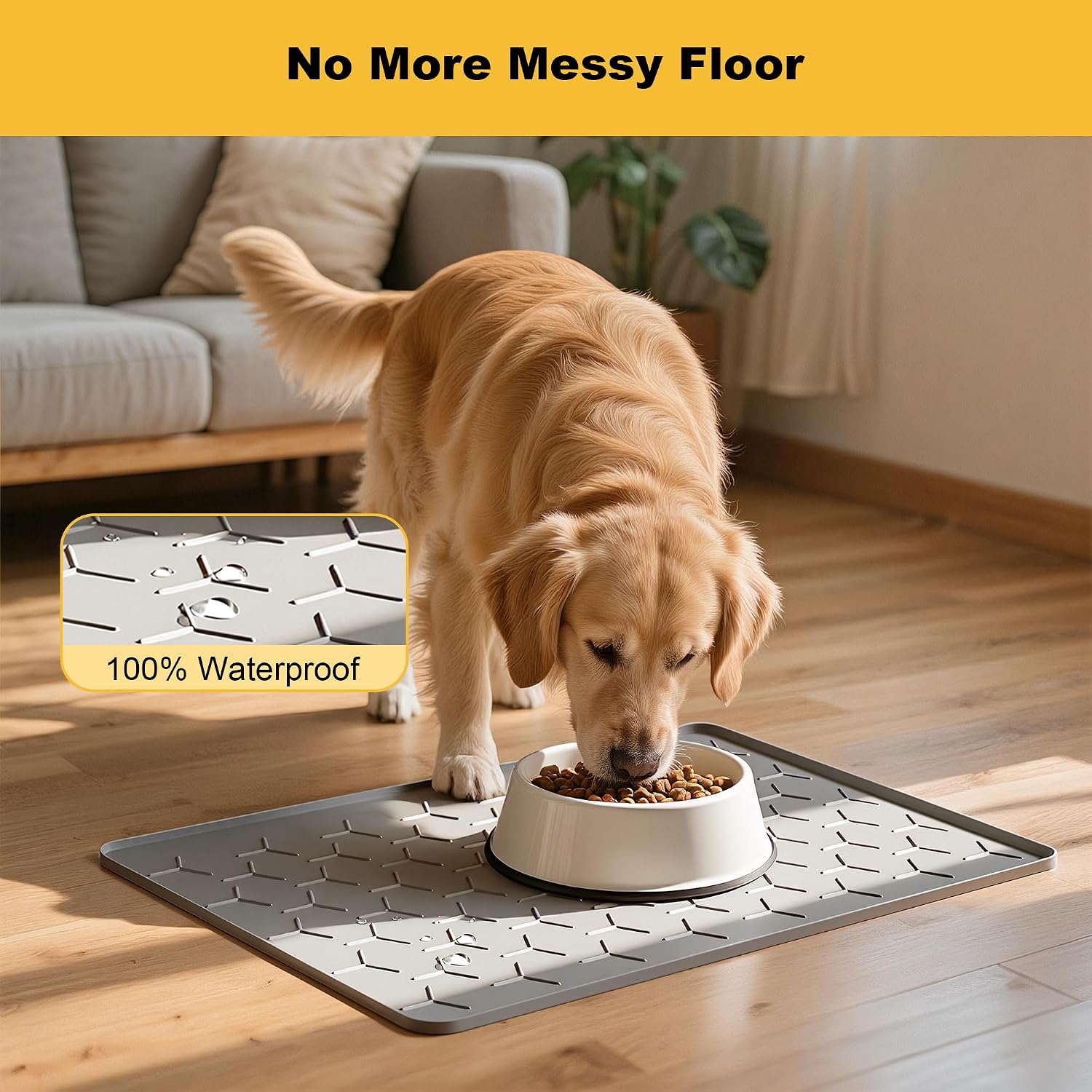 Thumbnail 3 de Pieviev Pet Food Mat 40x60 cm – Non-Slip Silicone Feeding Mat for Cats & Dogs