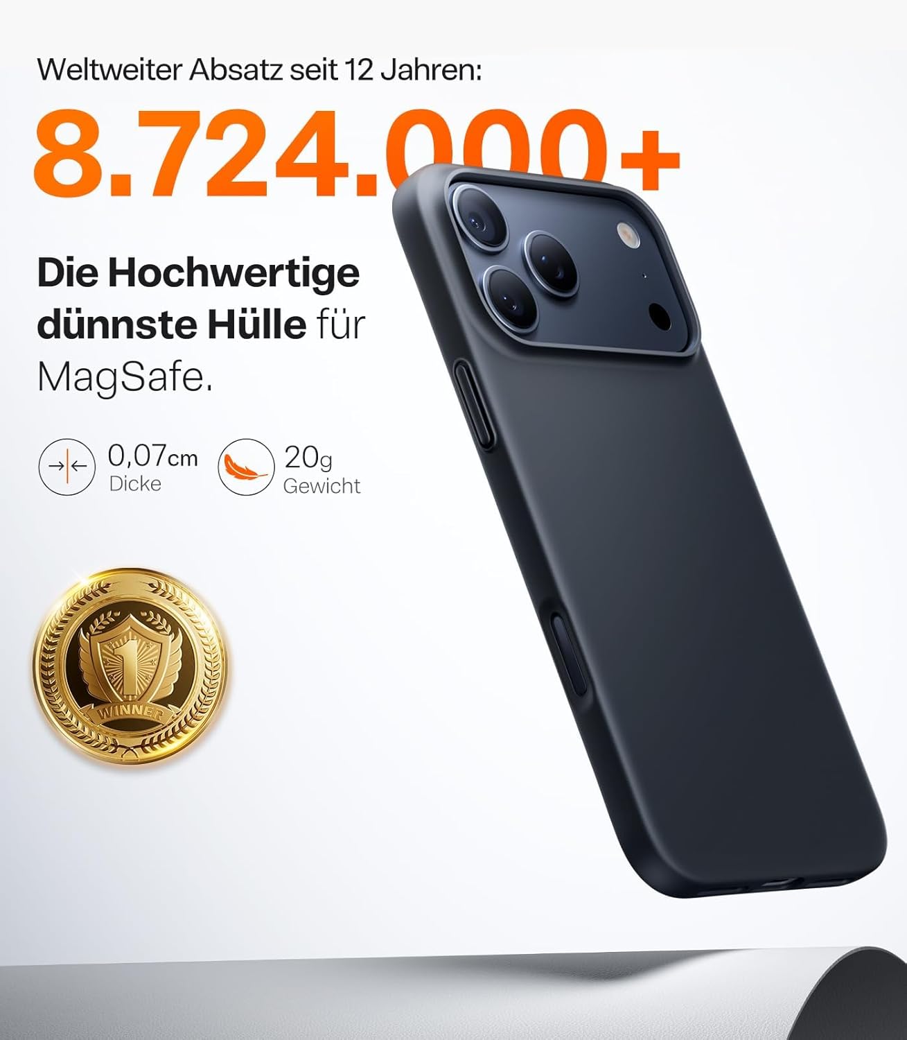 Detalle 2 de TORRAS Ultra Dünn Hülle für iPhone 17 Pro Max mit MagSafe – 0,07 cm Dicke, 19N Magnetkraft