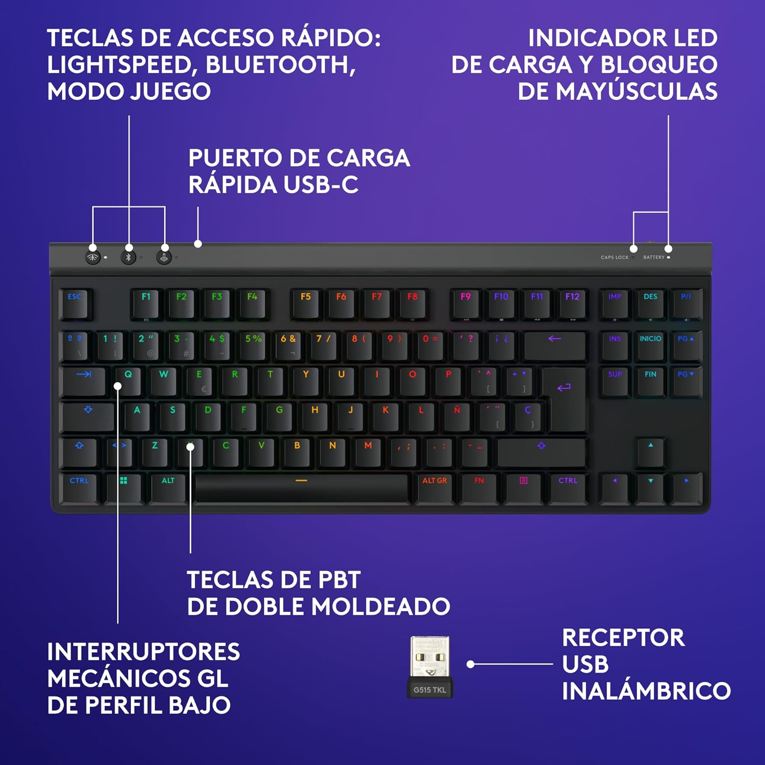 Thumbnail 5 de Logitech G G515 LIGHTSPEED TKL Gaming Inalámbrico
