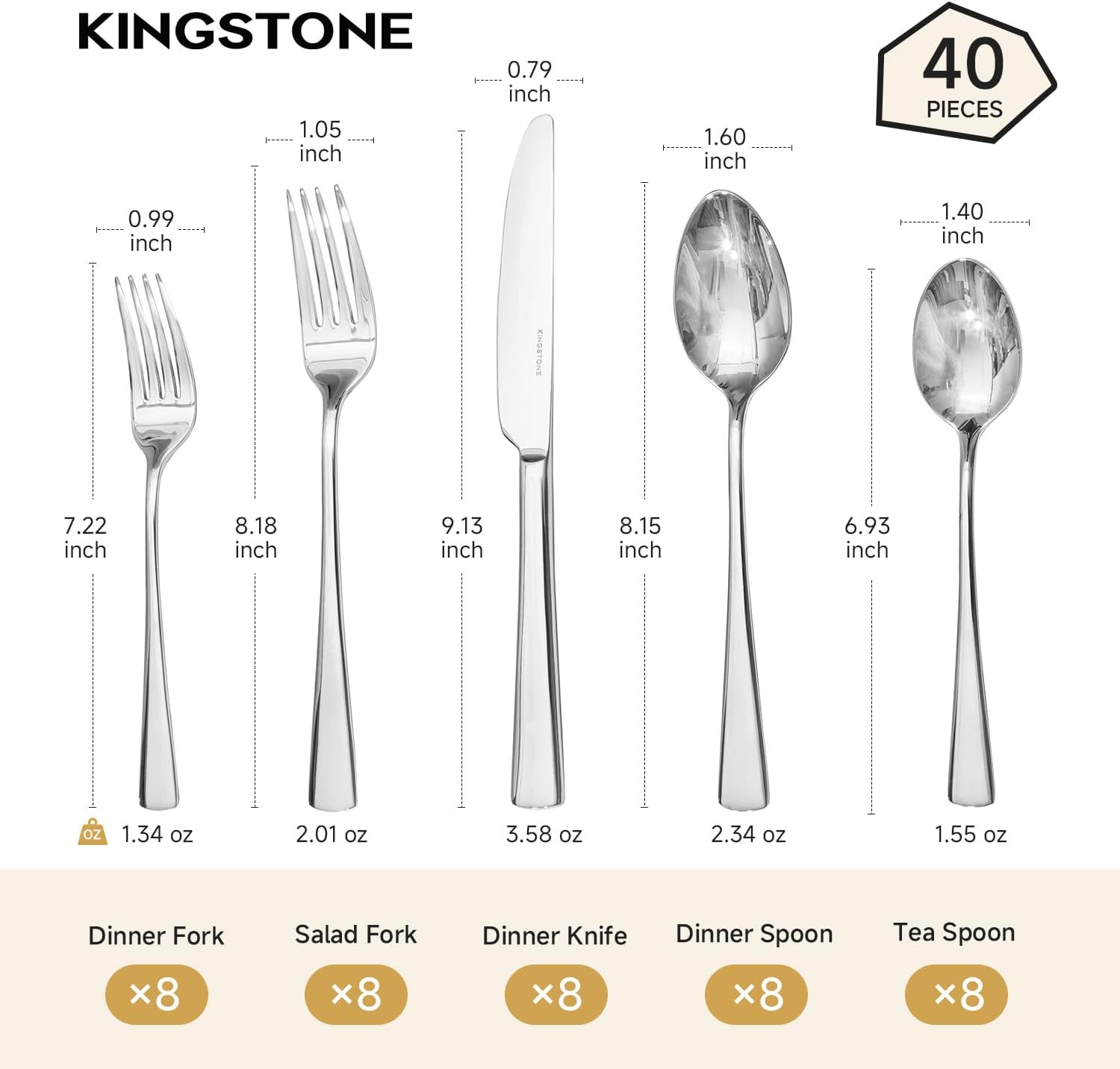 Thumbnail 1 de KINGSTONE Silverware 40-piece flatware 🍴