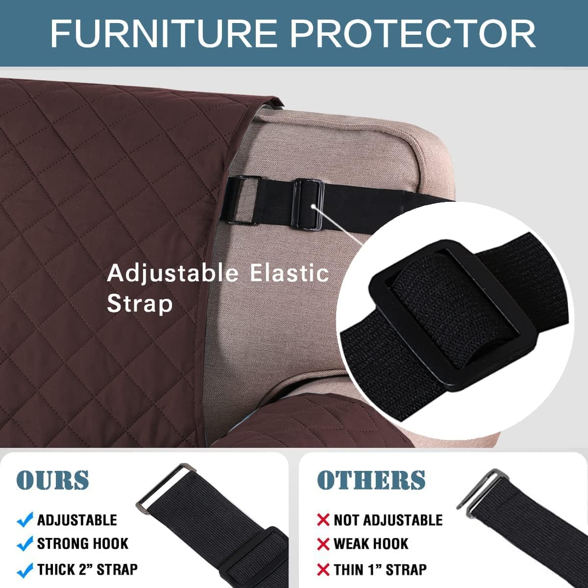 Thumbnail 2 de BellaHills Recliner Chair Cover: Practical, Reversible Furniture Protector for Homes with Pets or Kids
