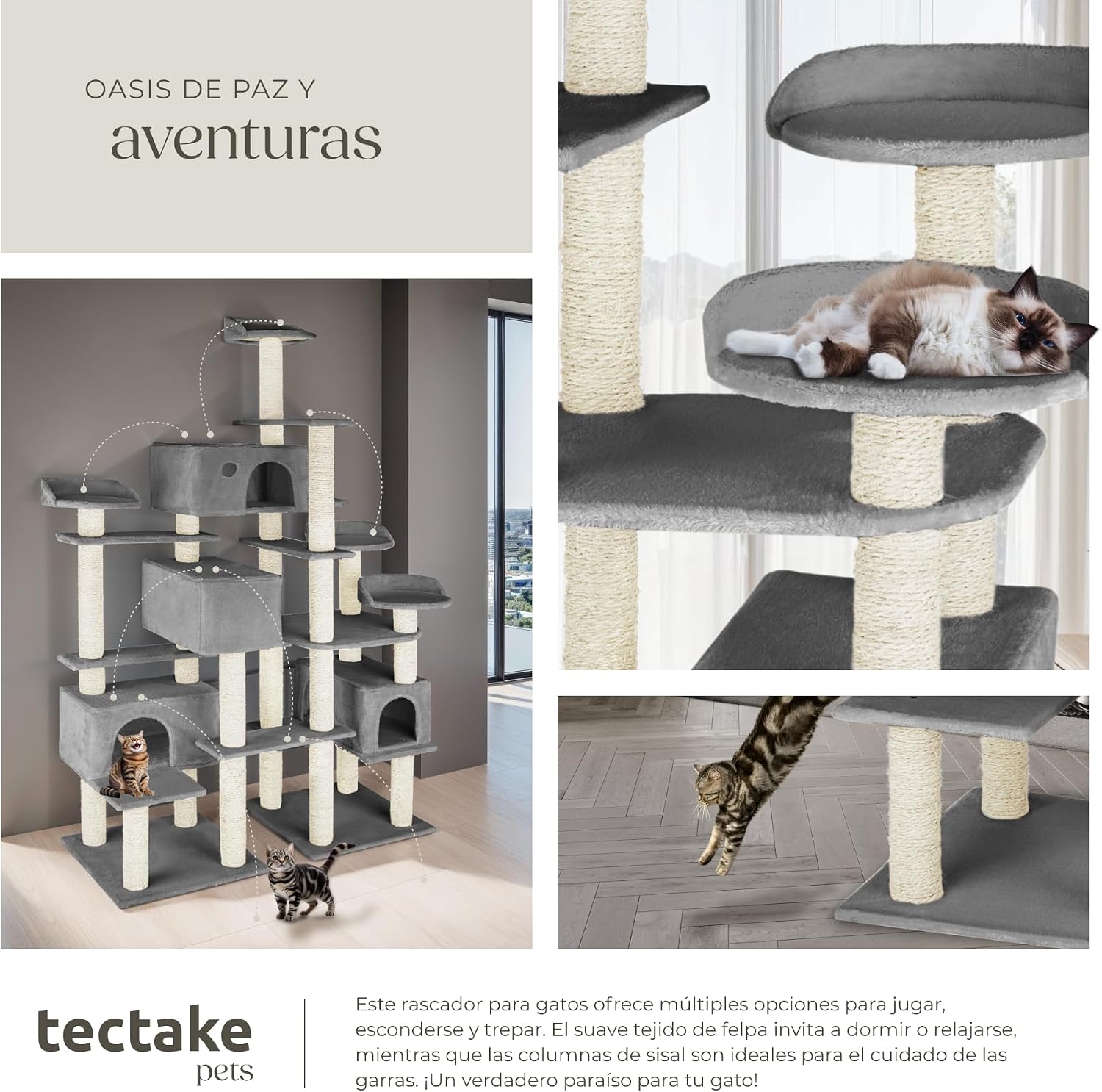 Detalle de tectake® Arbol Rascador para Gatos 4 niveles