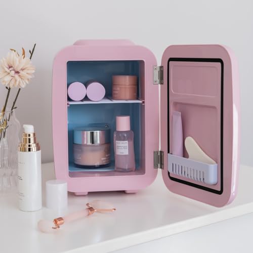 Detalle de Flamingueo Nevera Pequeña 4L: mini nevera retro para cosmética y bebidas