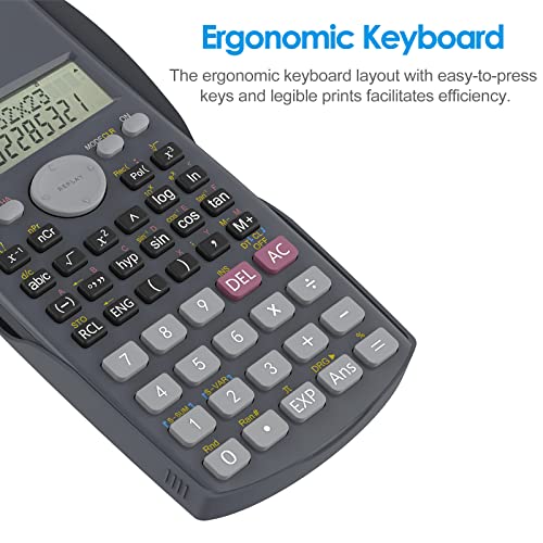 Detalle de Helect Calculadora Científica de Ingeniería de 2 Líneas – 240 funciones, pantalla HD y protección robusta