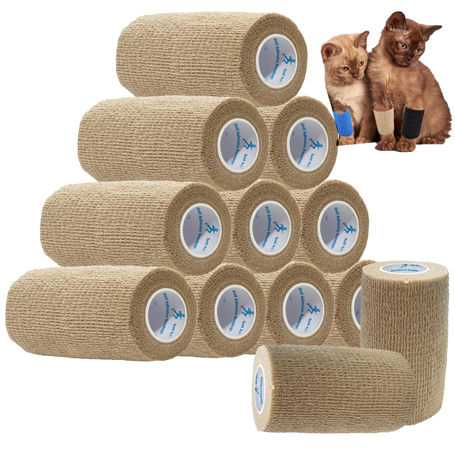 Detalle de ANAMPION Self-Adhesive Bandage Roll Set (12 Rolls) – 7.5cm x 4.5m, Flesh Colour