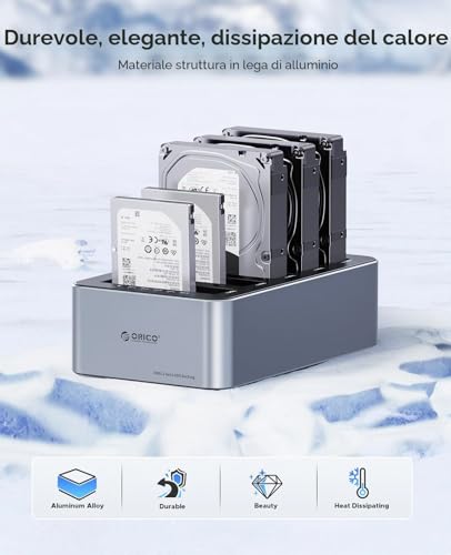 Detalle de ORICO Alluminio Docking Station 5 Bay per HDD/SSD 2,5"/3,5" con Clone Offline 1:4 e Alimentazione (6656C3-C)