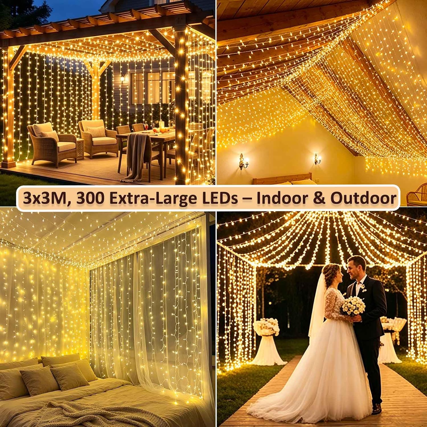 Thumbnail 1 de Cozymeow Tenda Luminosa 300 LED 3x3m: catena luminosa impermeabile per outdoor e indoor