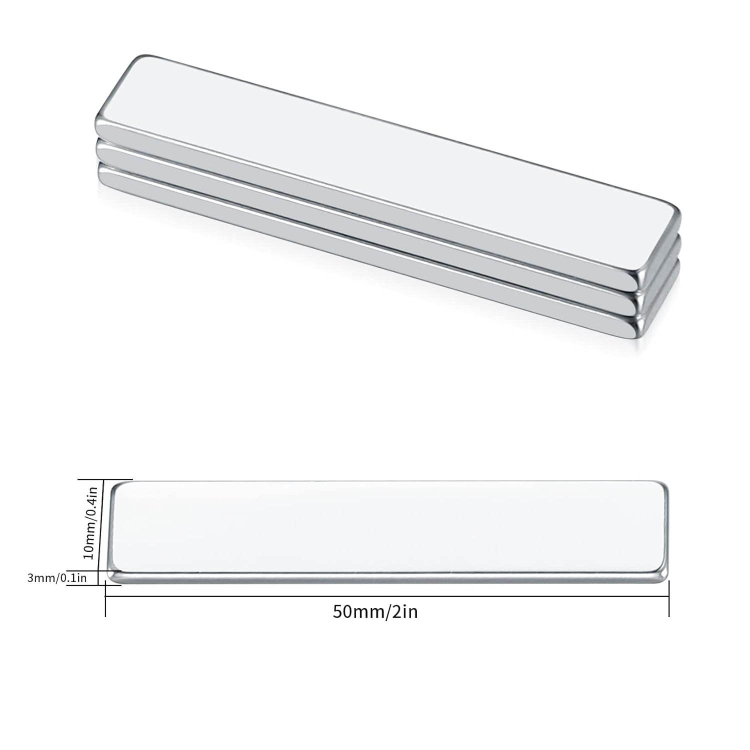 Detalle de 4 Pcs Strong Neodymium Bar Magnets – 50x10x3mm with Double‑Sided Adhesive