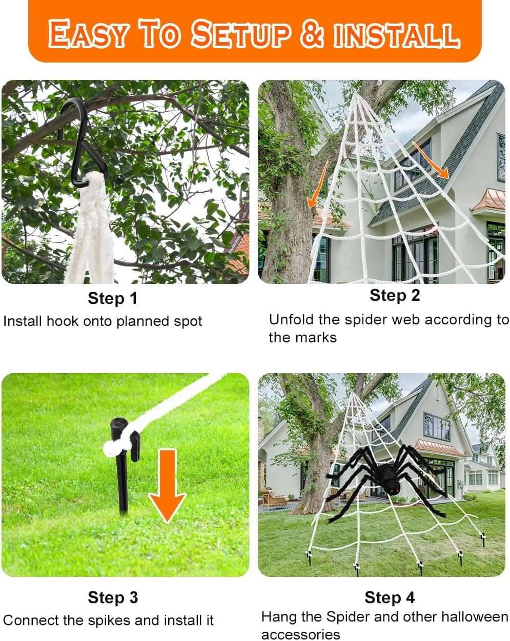 Thumbnail 3 de WOHOHOHO Wohohoho-halloween-set Halloween Decorations Kit with Giant Spider and Web