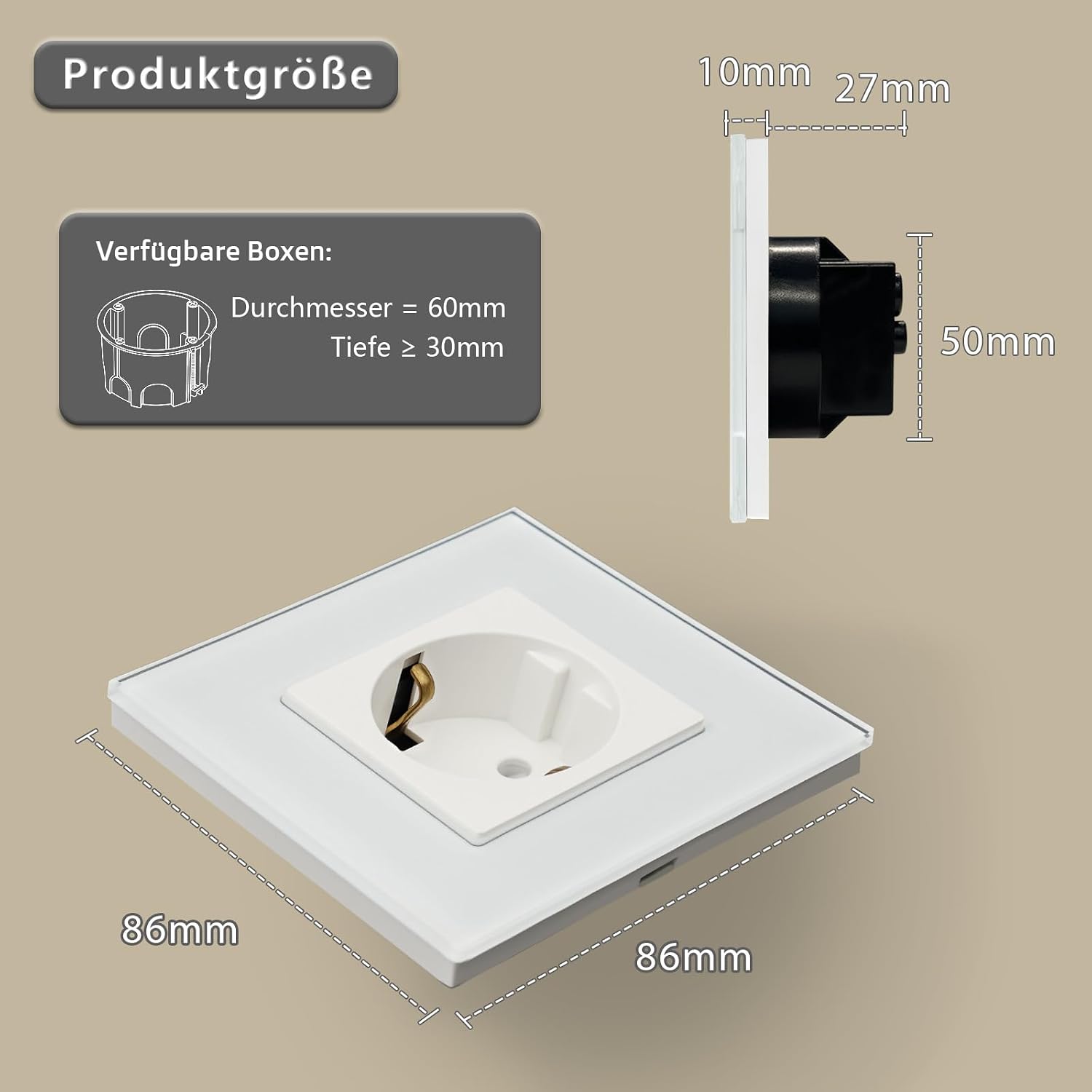 Detalle 2 de TAWOIA Schuko Steckdose 86Ă86 mm đ
