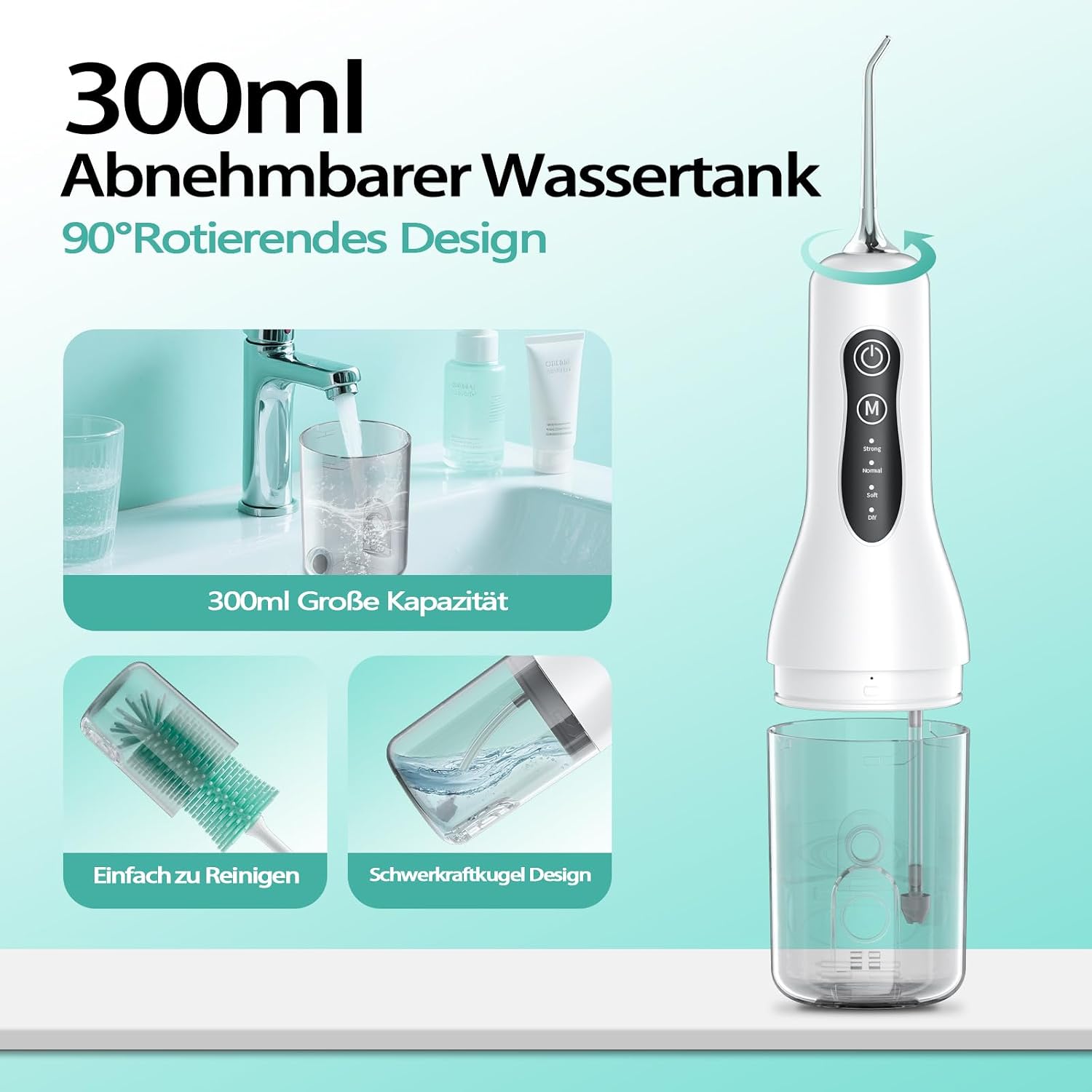 Detalle de OasiSmile Munddusche Kabellos Elektrisch – Testsieger 2026 mit 4 Modi, 5 Düsen & 40 Tage Akku