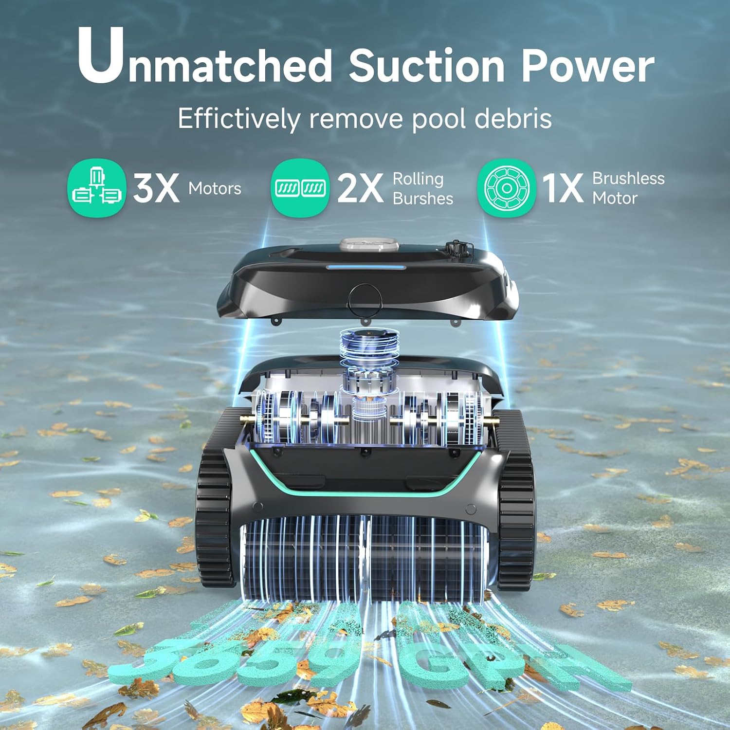 Detalle 2 de WYBOT C2 Cordless Robotic Pool Cleaner (2026 Upgraded) with Dual Filtration & App Scheduling