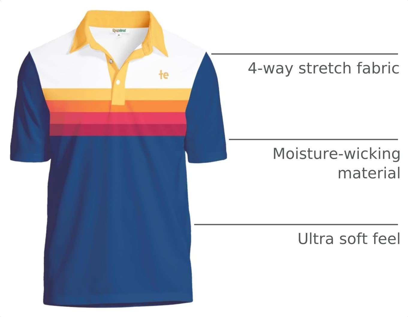 Thumbnail 3 de Tipsy Elves Men's Performance Golf Shirt – 4-Way Stretch, Quick Dry, Athletic Cut