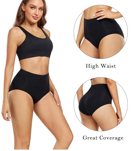 Detalle de wirarpa Culotte Femme Coton Taille Haute - Lot de 5 Noir XL