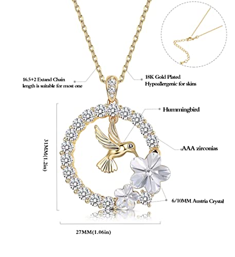 Thumbnail 3 de Finrezio Collier Pendentif Colibri Plaqué Or 18 Carats – édition féminine