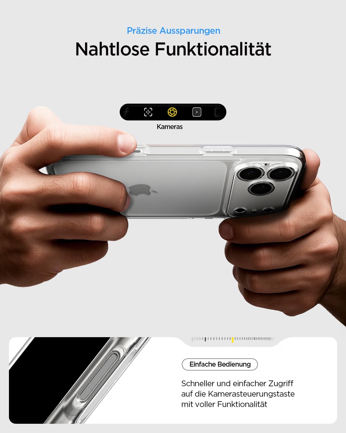 Detalle de Spigen Ultra-Hybrid Schutzhülle für iPhone 17 Pro Max – kristallklar, vergilbungsresistent, mit Air Cushion