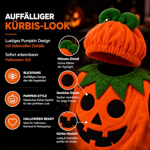 Detalle de TK Gruppe Timo Klingler Kürbiskostüm für Kinder, orange, mit Tasche