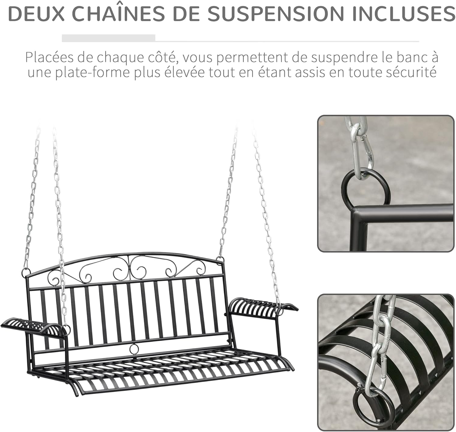 Detalle 2 de Outsunny Banc suspendu 137 cm