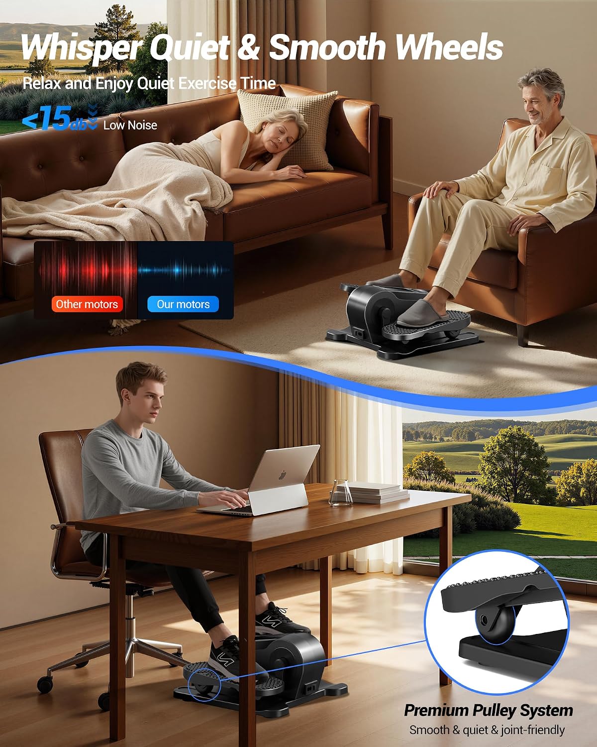 Detalle 2 de CURSOR FITNESS C2 Under Desk Elliptical, 12 Speeds, Remote and LCD Monitor