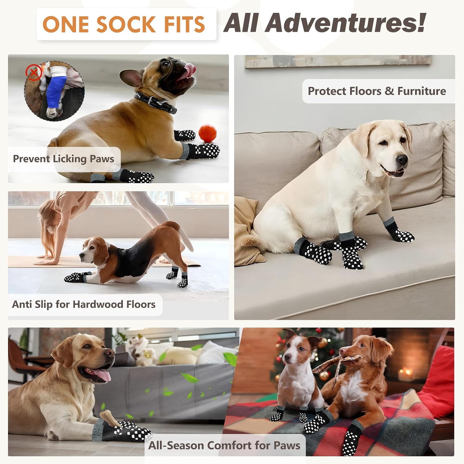 Detalle 1 de AIEDOULER Dog Socks in Cotton-Polyester