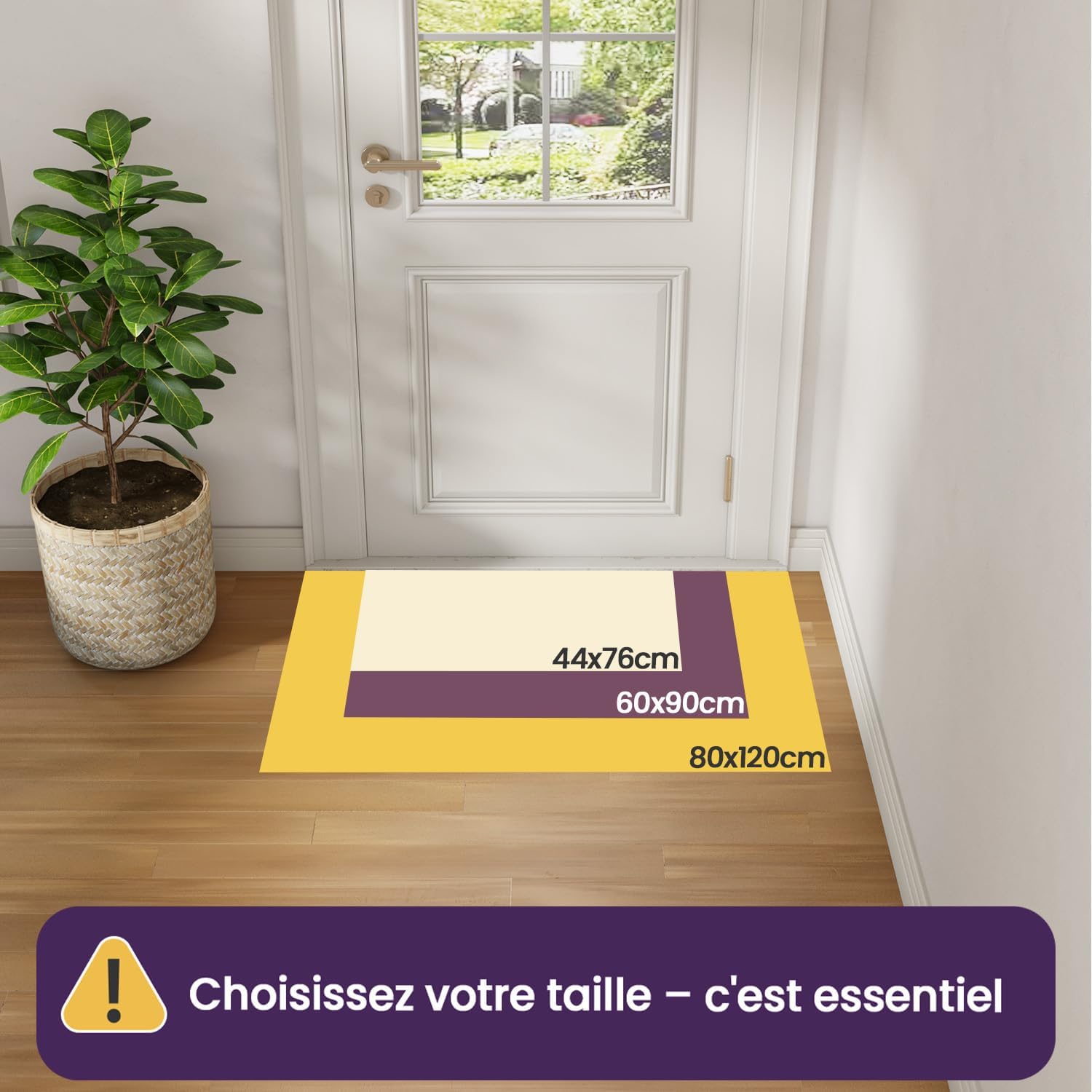 Detalle 2 de Paillasson d’intérieur DEXI 60 x 90 cm antidérapant, absorbant et lavable (beige)