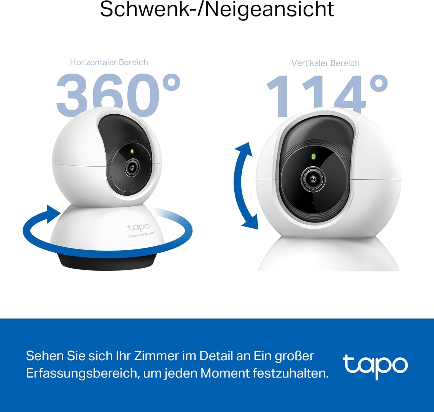 Detalle de Tapo C220: 2K 4MP Innen-Überwachungskamera mit 360°-Panorama, Nachtsicht bis 10 m und Sprachsteuerung