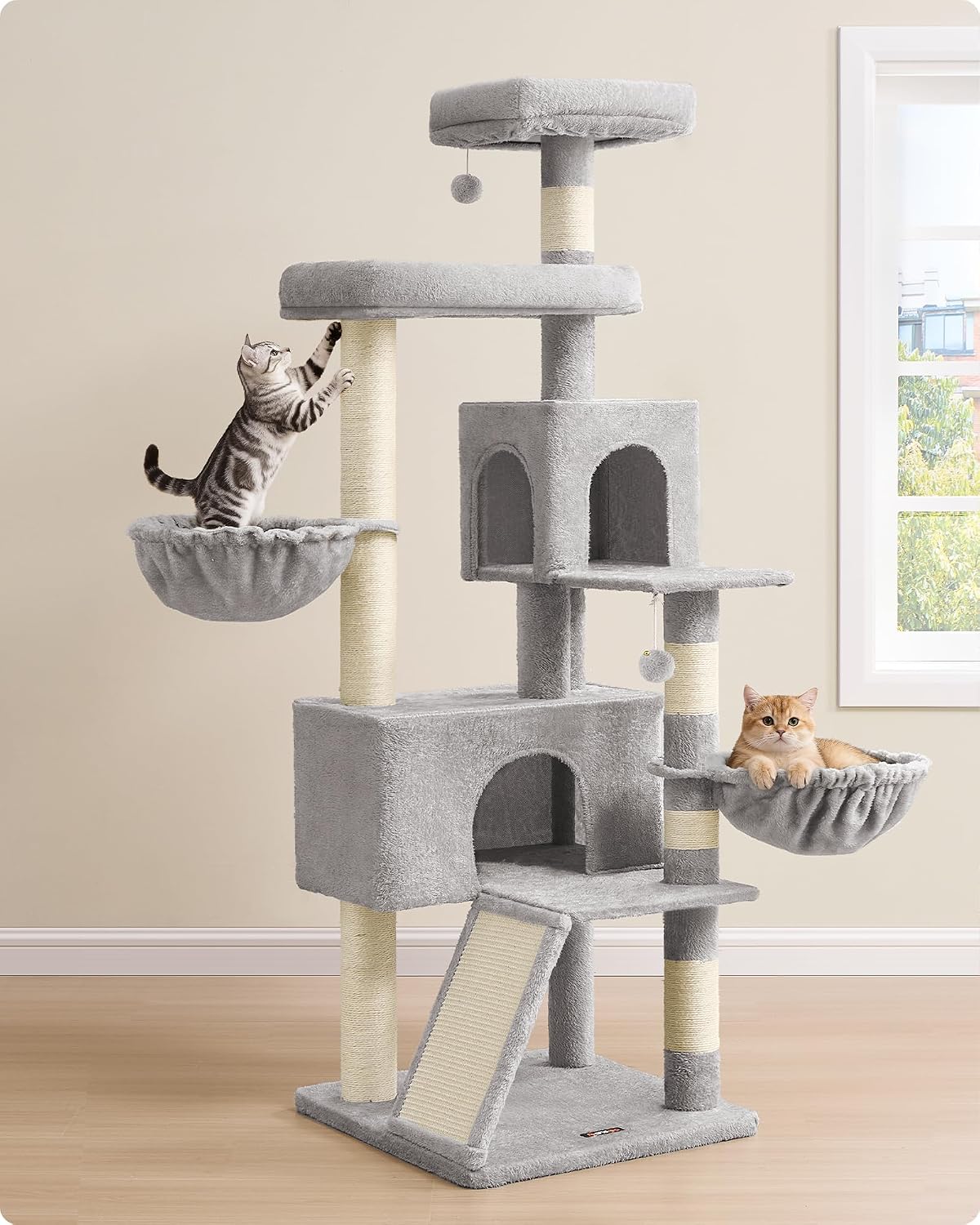 Thumbnail 3 de Feandrea PCT006G01 large cat tree, 174 cm, double condo and sisal posts