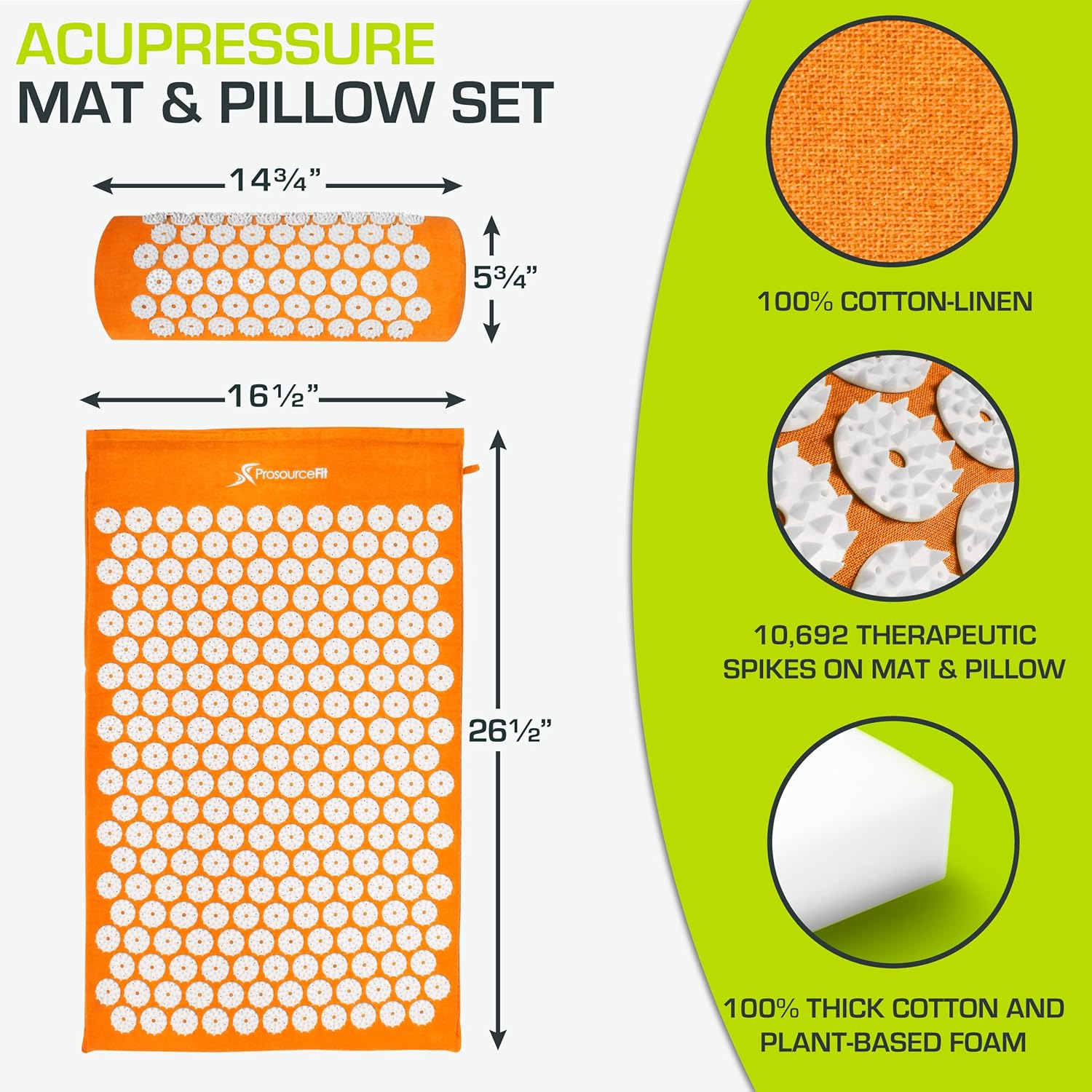 Detalle 2 de ProsourceFit Acupressure Mat and Pillow Set for Pain Relief 🧘