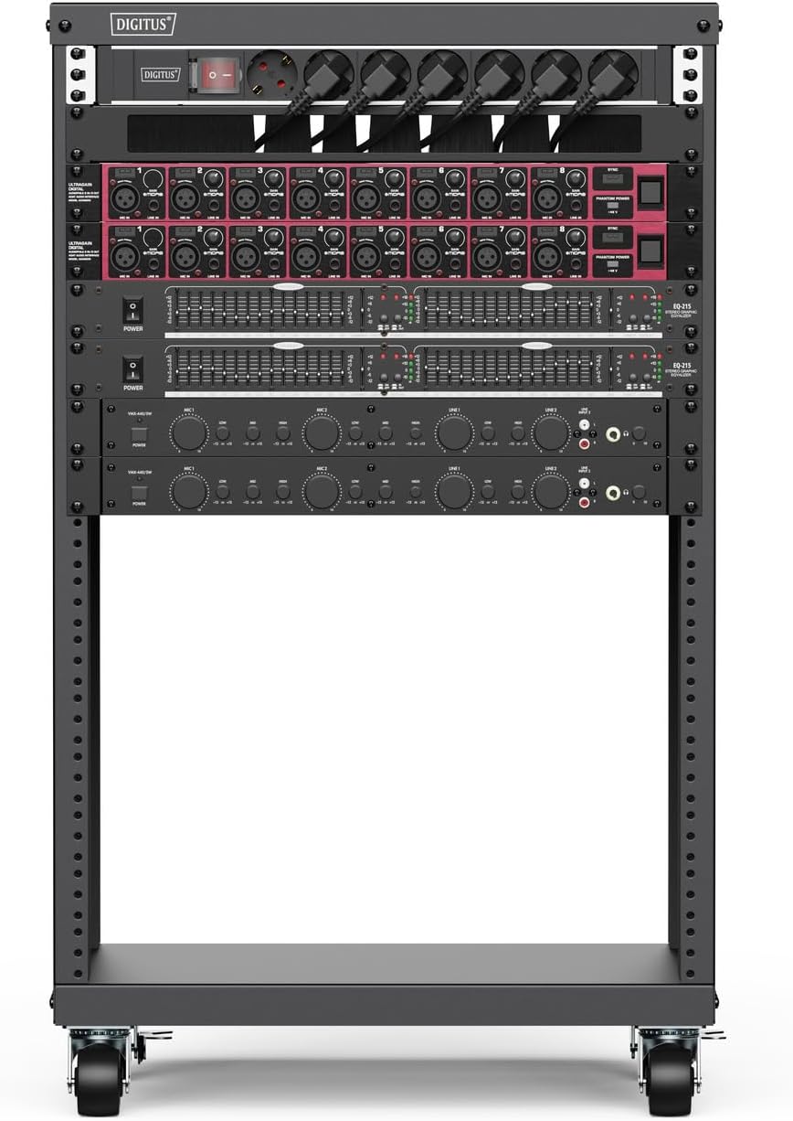 Thumbnail 5 de DIGITUS Universal 19-Zoll Equipment Rack (16 HE) – unmontiert, Traglast 136 kg, mit Rollen, schwarz