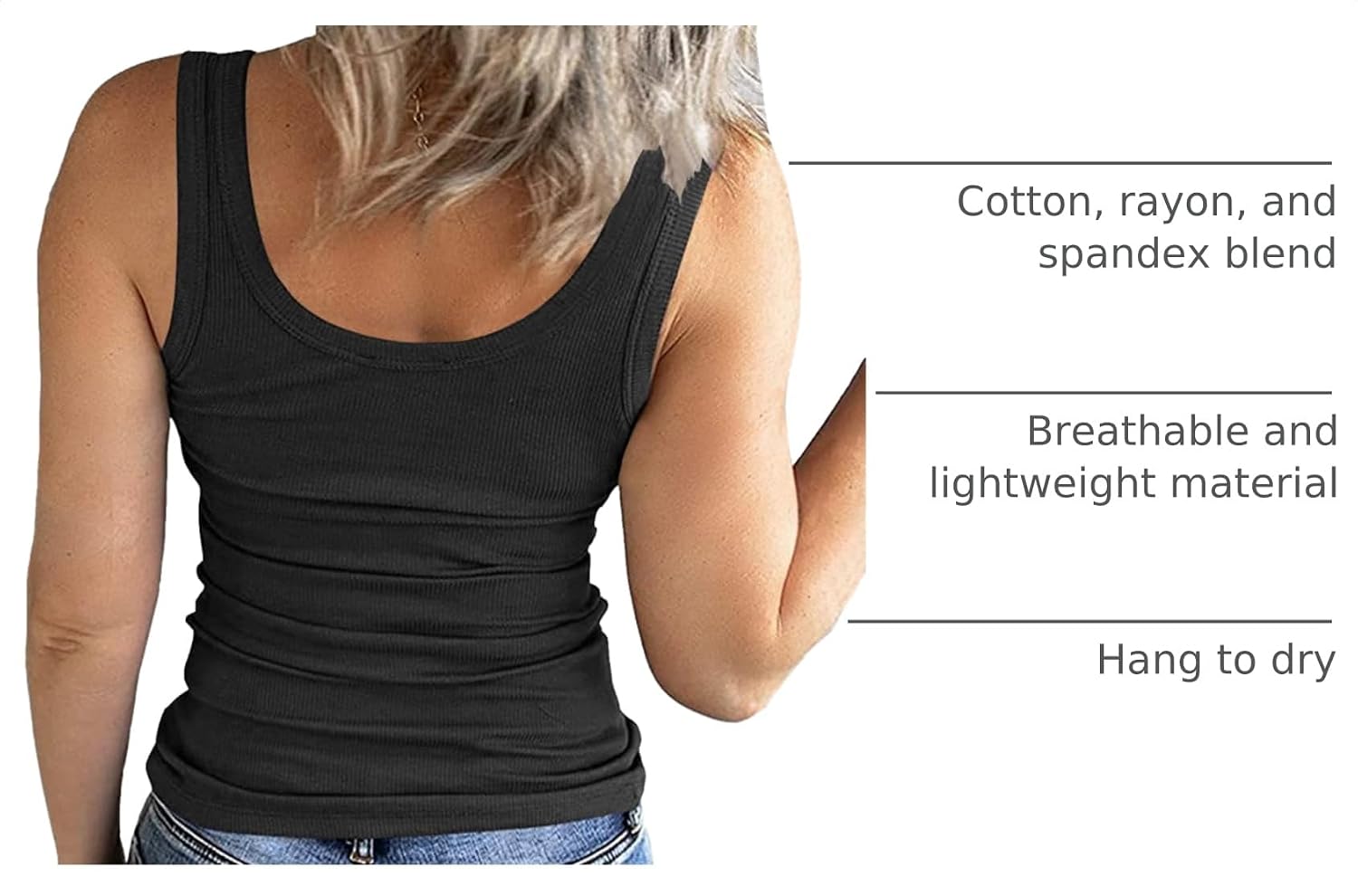 Detalle 2 de GEMBERA Women's Ribbed Tank Top Cotton-Rayon-Spandex Blend