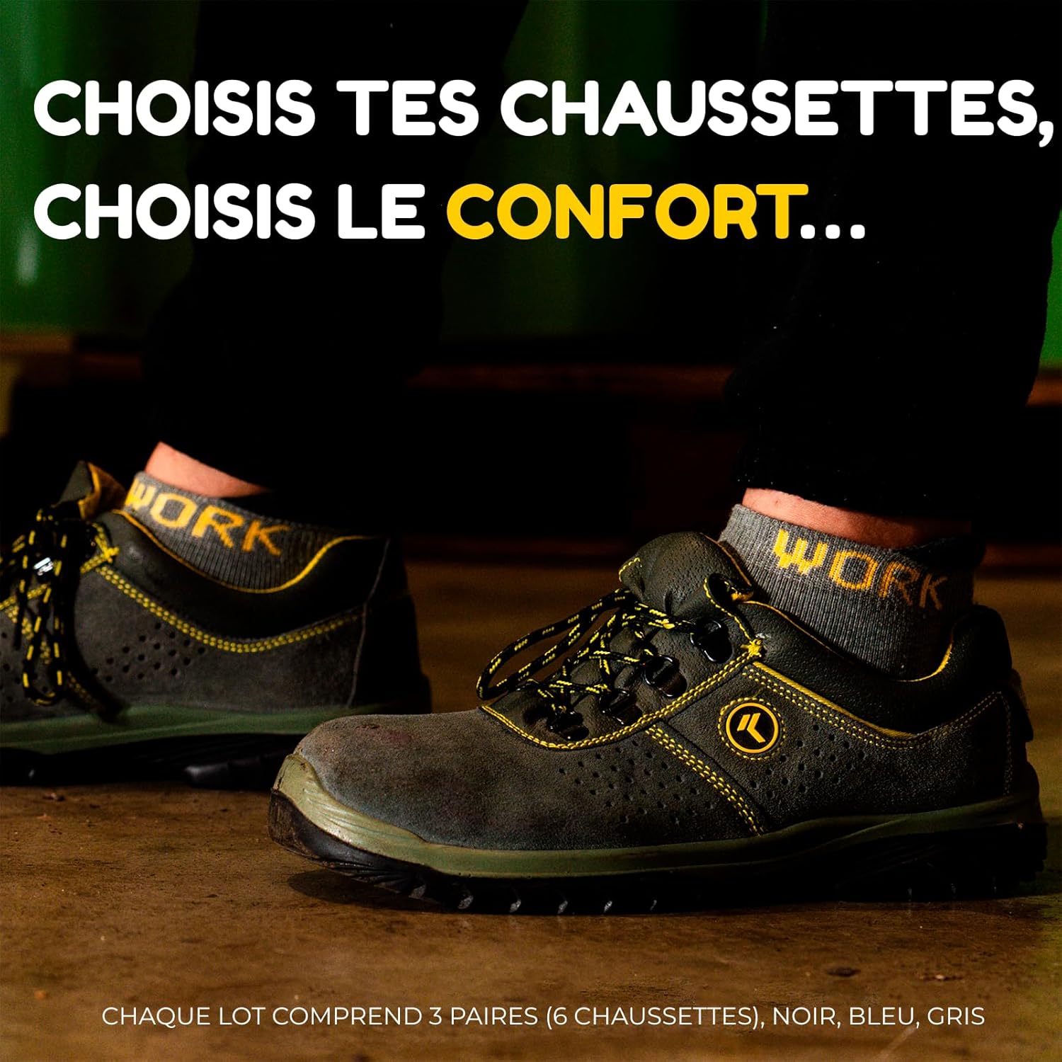 Thumbnail 6 de Chaussettes de travail été homme et femme – Socquettes courtes en coton (talo n/pointe renforcés, semelle rembourrée)
