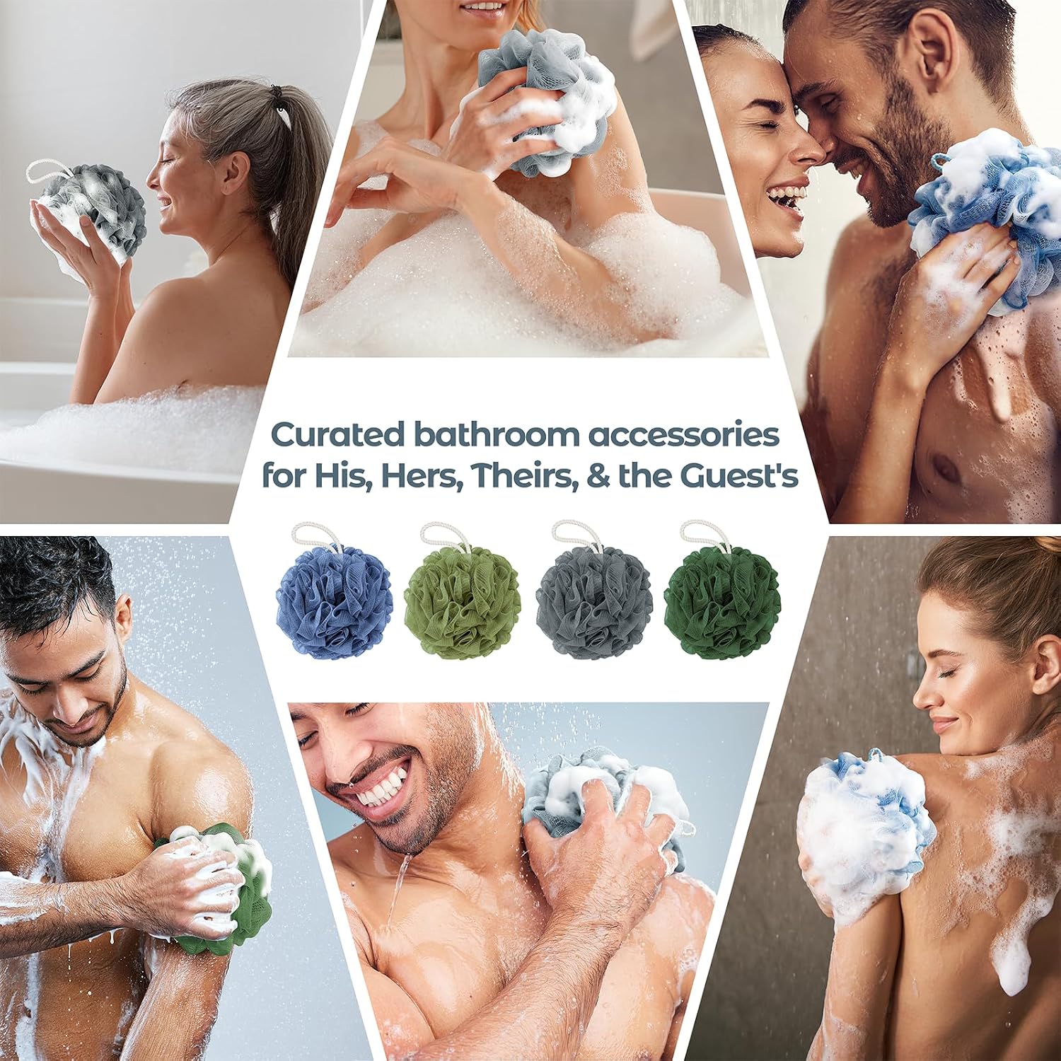 Thumbnail 6 de RNOAFMU Shower Loofah Sponge 4-Pack, 60 g, 4.5-Inch Poufs