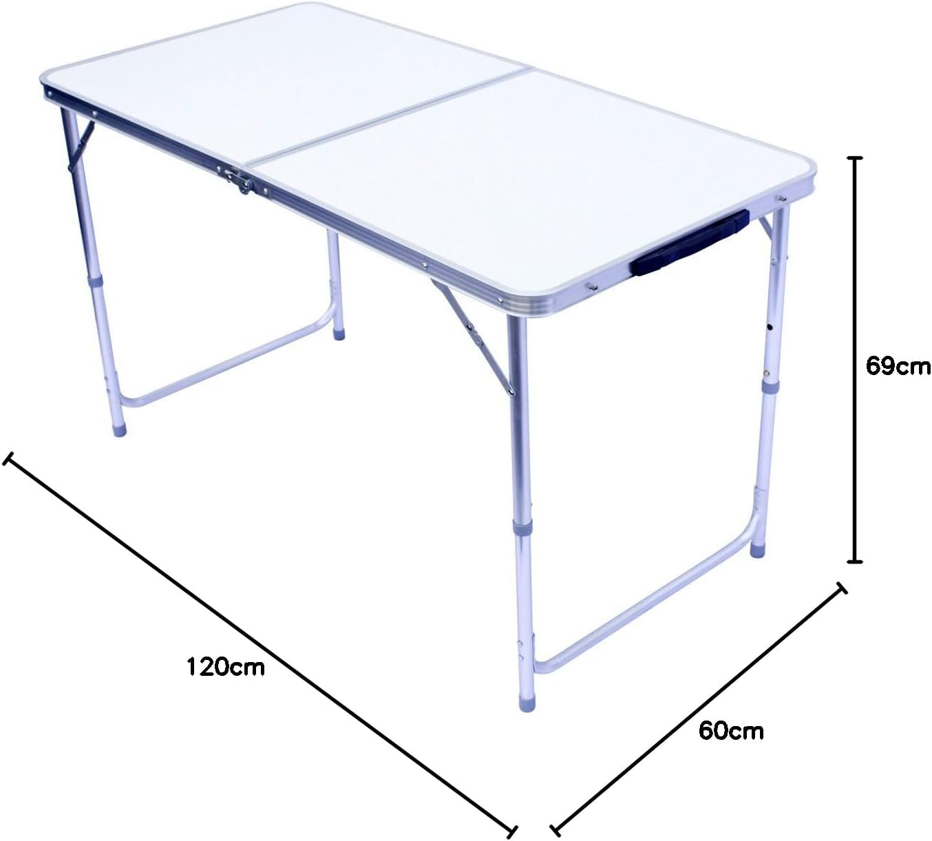 Thumbnail 2 de Table pliante multifonctionnelle réglable en hauteur (3 positions) – Table de camping, marché et tapisseries – Blanc
