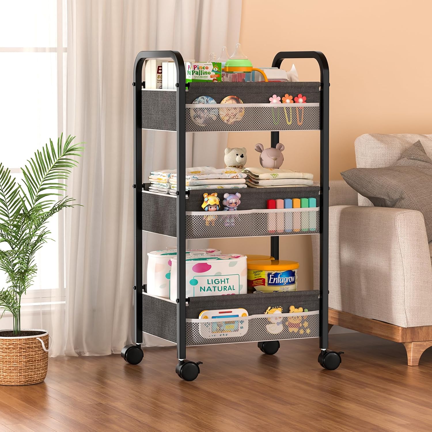 Thumbnail 5 de Baby Diaper Caddy Rolling Utility Cart, 3-Tier Nursery Organizer in White