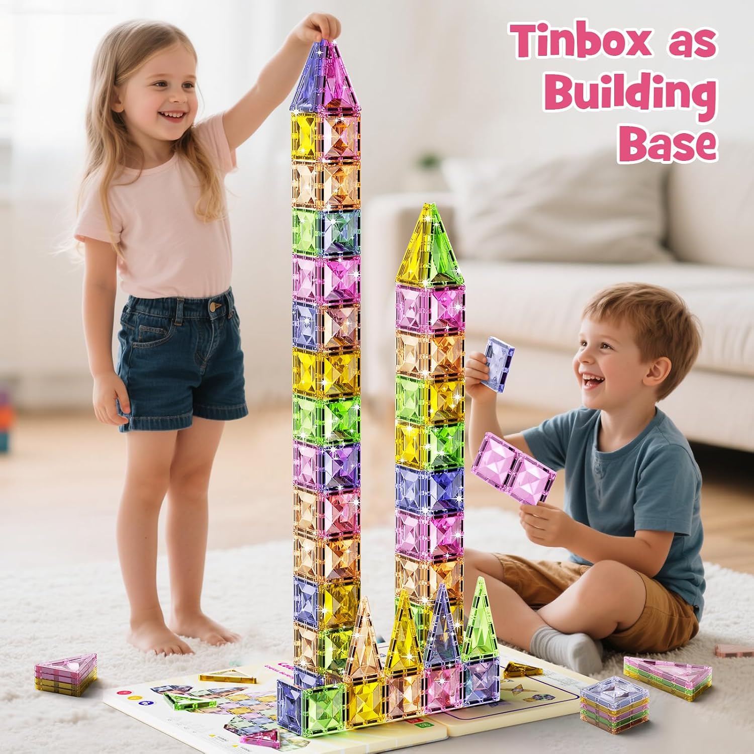 Thumbnail 6 de burgmate Magnetische Bausteine (60 Teile) mit Eisenkasten – Magnetspielzeug für Kinder ab 3 Jahren