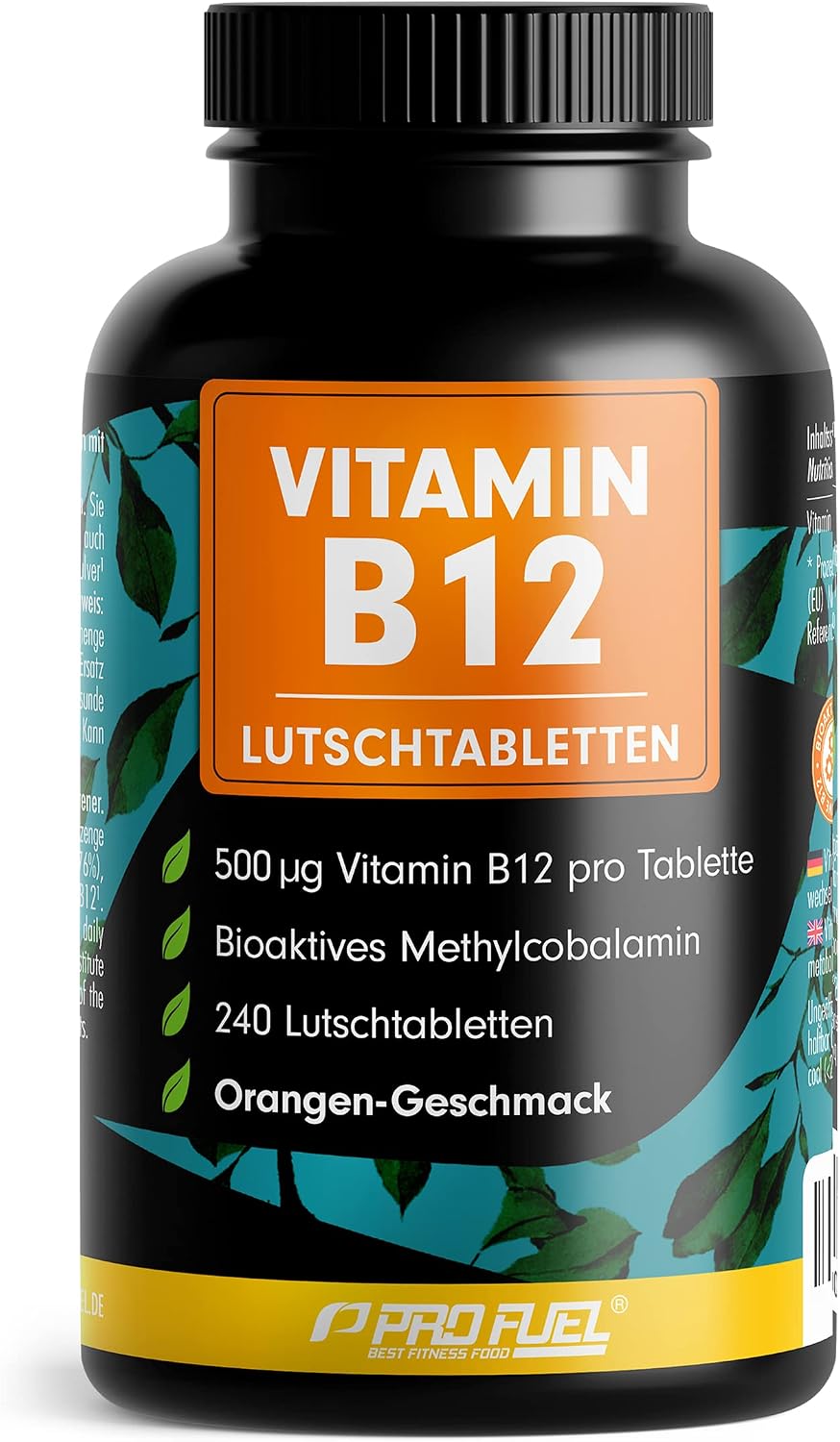Detalle de Vitamin B12 Lutschtabletten 240x Orange – 500 µg Methylcobalamin, vegan & zuckerfrei mit Xylit