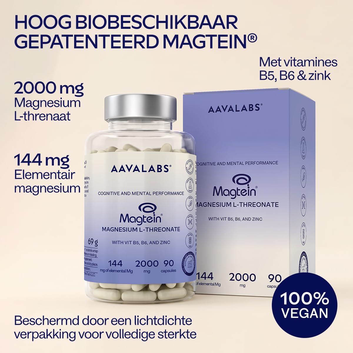 Detalle 2 de AAVALABS Magtein® magnesium L-threonaat, 2.000 mg per dagdosering, vegan