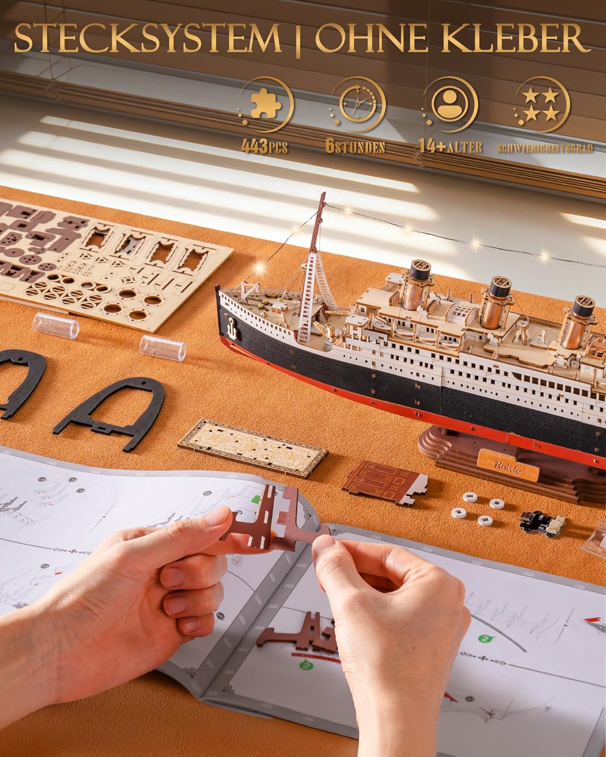Detalle 1 de Rolife Titanic Holzpuzzle, 433 Teile