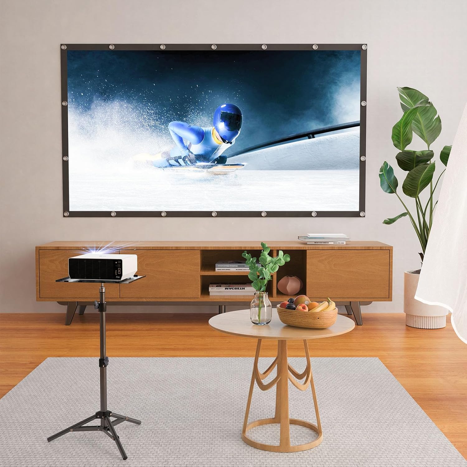 Thumbnail 1 de LEORFI support pour vidéoprojecteur sur trépied, hauteur réglable 45 à 115 cm, plaque pliante et charge jusqu’à 10 kg