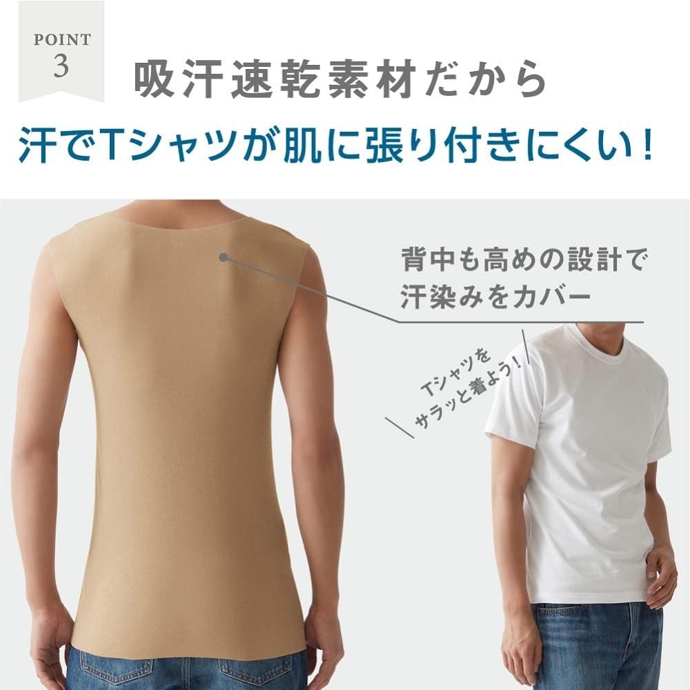 Detalle de グンゼ YG in.T クルーネックスリーブレス メンズインナー 脇パッド付き・CUT OFF仕様